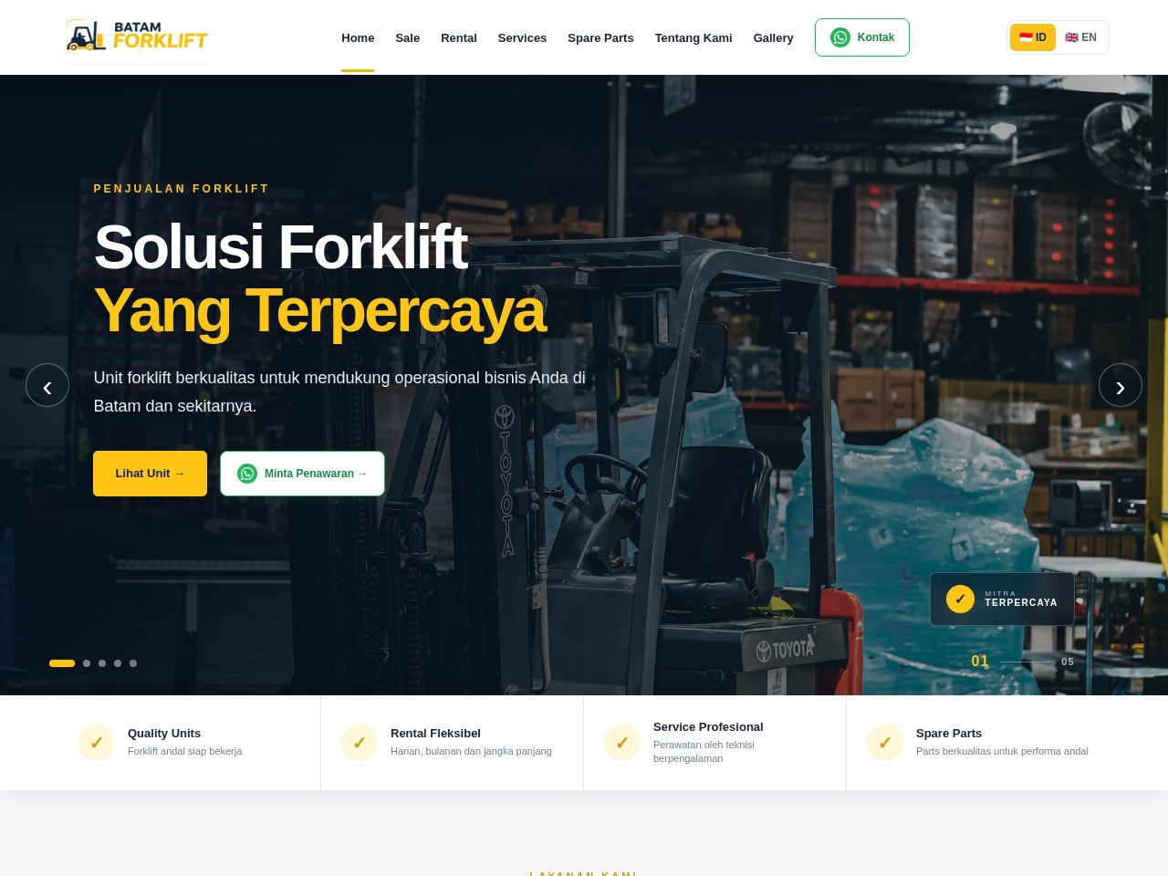 Screenshot website Batam Forklift